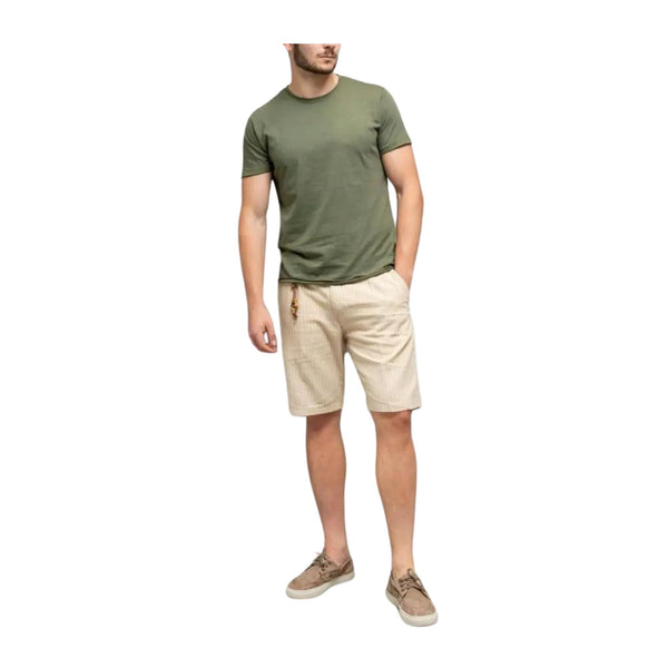 Yes Zee Bermuda Bermuda Uomo gessato con coulisse Beige - Francavilla Moda